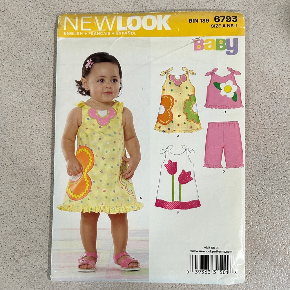 Uncut New Look Baby Dress and Outfit Pattern. #6793